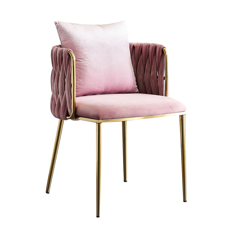 Minimalist Style Arm Chair Upholstered Barrel Back Single Dining Chair for Home Use Pink Clearhalo ' kitchen&dining_furn' 'Dining Chairs' 'Dining Tables & Seating' 'dining_chair' 'furn' 'furn_dining_chair' 'Furniture' 'furniture_dining_chair' 'Kitchen & Dining Furniture' 'kitchen' 4155471