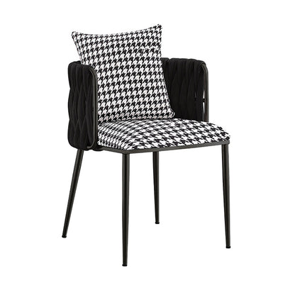 Minimalist Style Arm Chair Upholstered Barrel Back Single Dining Chair for Home Use Black White Clearhalo ' kitchen&dining_furn' 'Dining Chairs' 'Dining Tables & Seating' 'dining_chair' 'furn' 'furn_dining_chair' 'Furniture' 'furniture_dining_chair' 'Kitchen & Dining Furniture' 'kitchen' 4155473