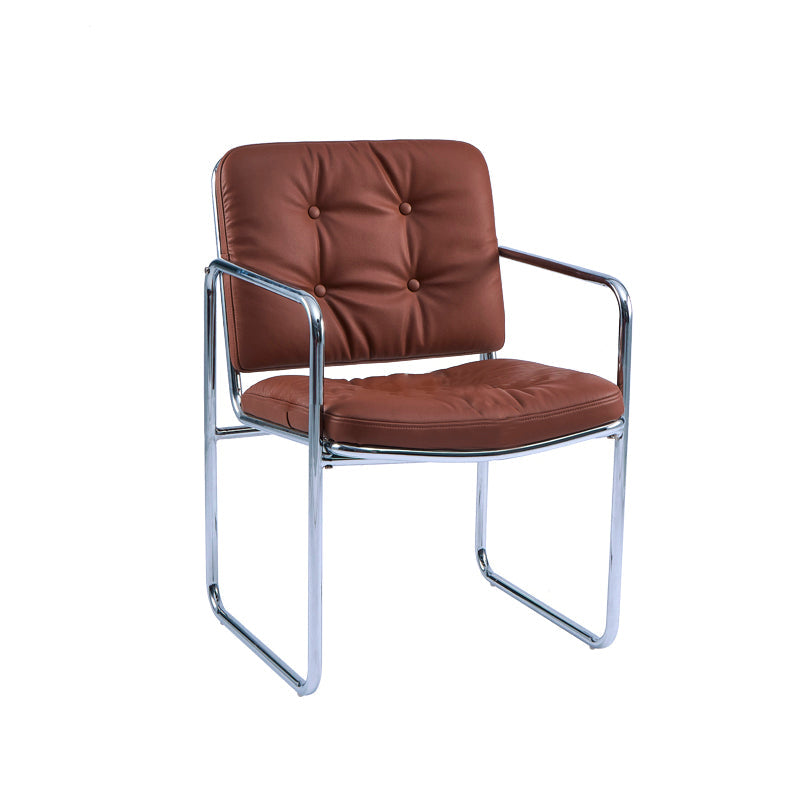 Minimalist Style Upholstered Arm Dining Chairs Solid Back Dining Side Chairs Brown 1 Piece Clearhalo ' kitchen&dining_furn' 'Dining Chairs' 'Dining Tables & Seating' 'dining_chair' 'furn' 'furn_dining_chair' 'Furniture' 'furniture_dining_chair' 'Kitchen & Dining Furniture' 'kitchen' 4155486