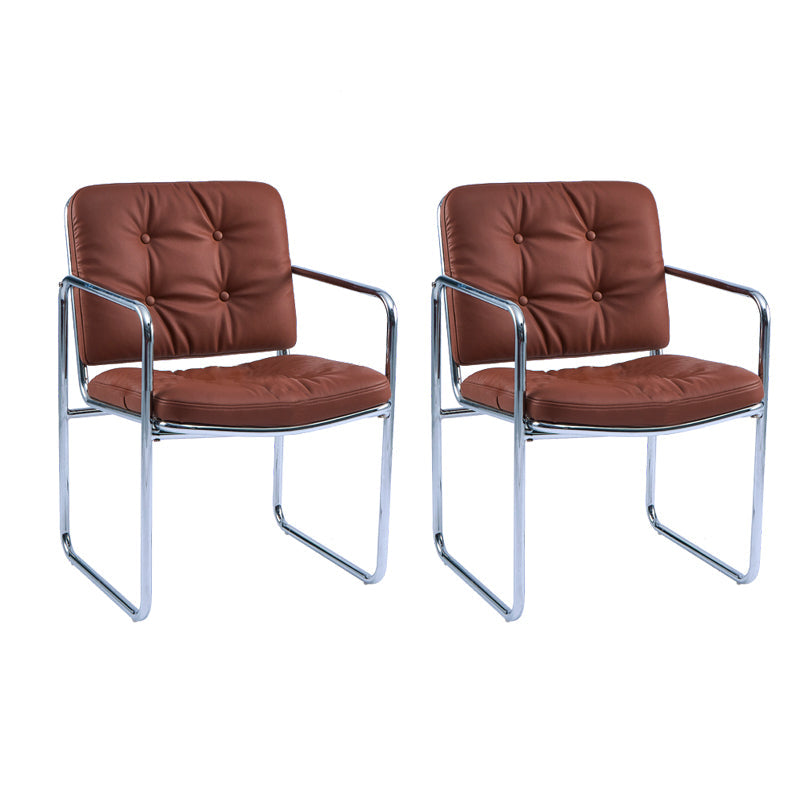 Minimalist Style Upholstered Arm Dining Chairs Solid Back Dining Side Chairs Brown 2 Piece Set Clearhalo ' kitchen&dining_furn' 'Dining Chairs' 'Dining Tables & Seating' 'dining_chair' 'furn' 'furn_dining_chair' 'Furniture' 'furniture_dining_chair' 'Kitchen & Dining Furniture' 'kitchen' 4155487