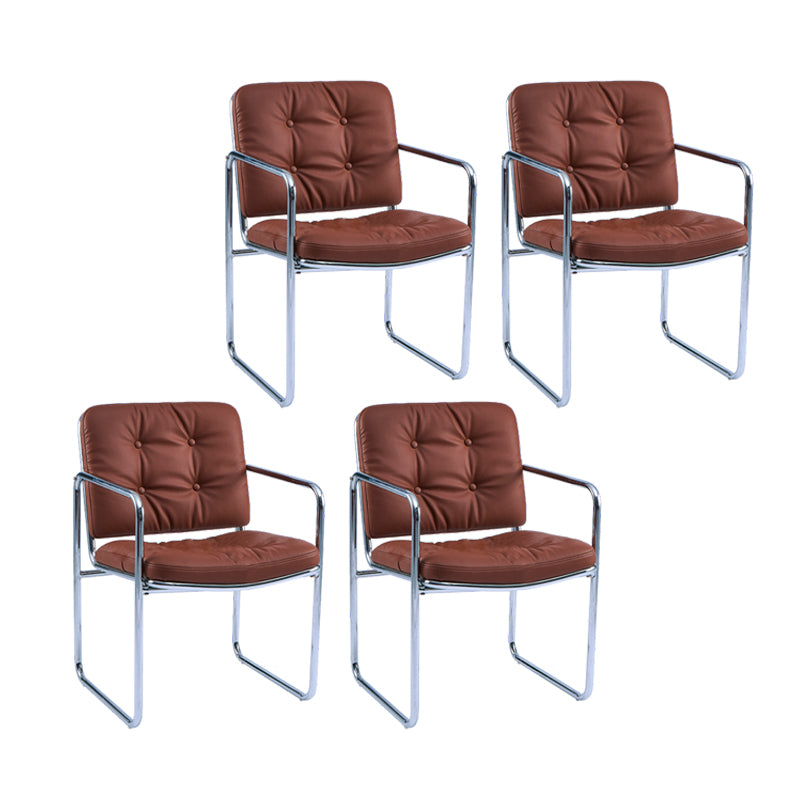 Minimalist Style Upholstered Arm Dining Chairs Solid Back Dining Side Chairs Brown 4 Piece Set Clearhalo ' kitchen&dining_furn' 'Dining Chairs' 'Dining Tables & Seating' 'dining_chair' 'furn' 'furn_dining_chair' 'Furniture' 'furniture_dining_chair' 'Kitchen & Dining Furniture' 'kitchen' 4155489