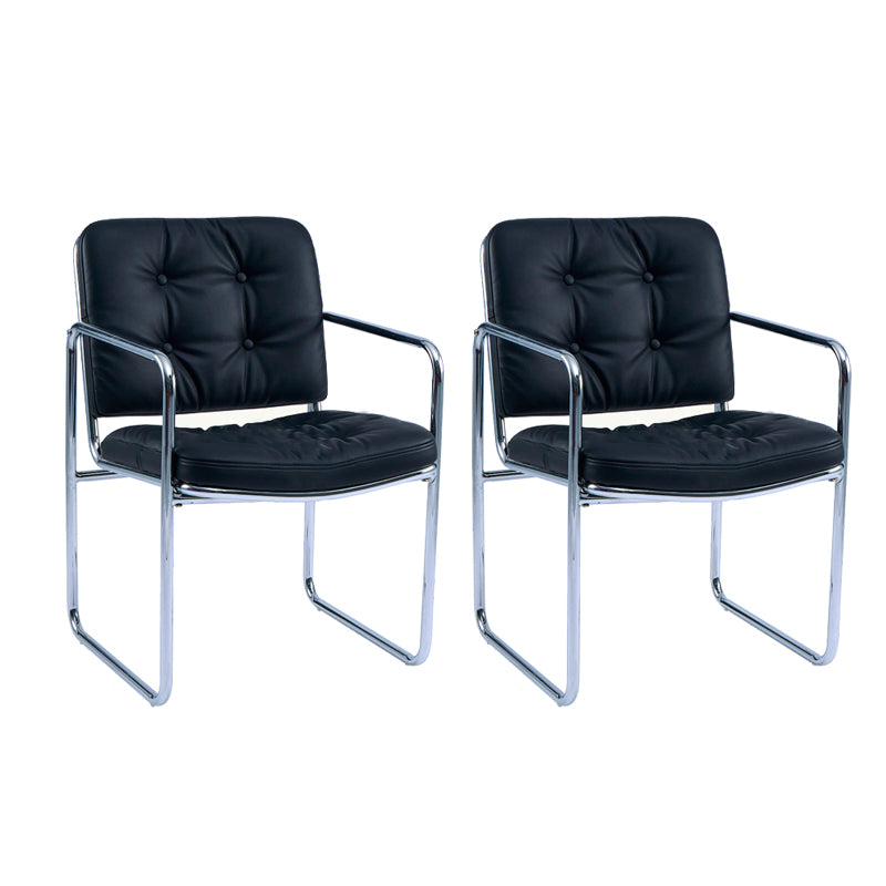 Minimalist Style Upholstered Arm Dining Chairs Solid Back Dining Side Chairs Black 2 Piece Set Clearhalo ' kitchen&dining_furn' 'Dining Chairs' 'Dining Tables & Seating' 'dining_chair' 'furn' 'furn_dining_chair' 'Furniture' 'furniture_dining_chair' 'Kitchen & Dining Furniture' 'kitchen' 4155494