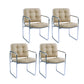 Minimalist Style Upholstered Arm Dining Chairs Solid Back Dining Side Chairs White 4 Piece Set Clearhalo ' kitchen&dining_furn' 'Dining Chairs' 'Dining Tables & Seating' 'dining_chair' 'furn' 'furn_dining_chair' 'Furniture' 'furniture_dining_chair' 'Kitchen & Dining Furniture' 'kitchen' 4155500