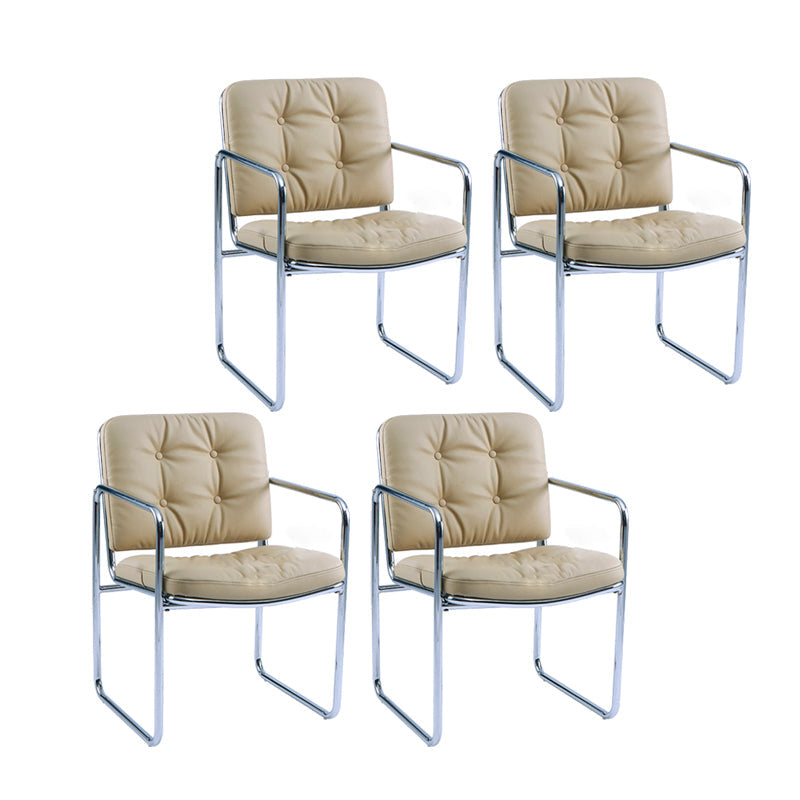 Minimalist Style Upholstered Arm Dining Chairs Solid Back Dining Side Chairs White 4 Piece Set Clearhalo ' kitchen&dining_furn' 'Dining Chairs' 'Dining Tables & Seating' 'dining_chair' 'furn' 'furn_dining_chair' 'Furniture' 'furniture_dining_chair' 'Kitchen & Dining Furniture' 'kitchen' 4155500