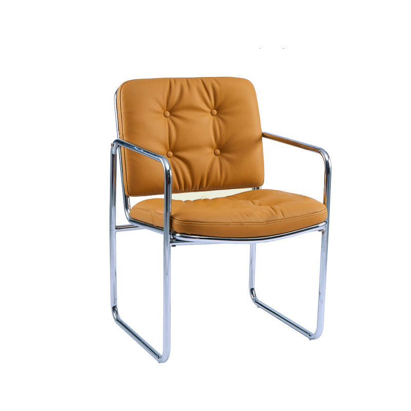 Minimalist Style Upholstered Arm Dining Chairs Solid Back Dining Side Chairs Yellow 1 Piece Clearhalo ' kitchen&dining_furn' 'Dining Chairs' 'Dining Tables & Seating' 'dining_chair' 'furn' 'furn_dining_chair' 'Furniture' 'furniture_dining_chair' 'Kitchen & Dining Furniture' 'kitchen' 4155501