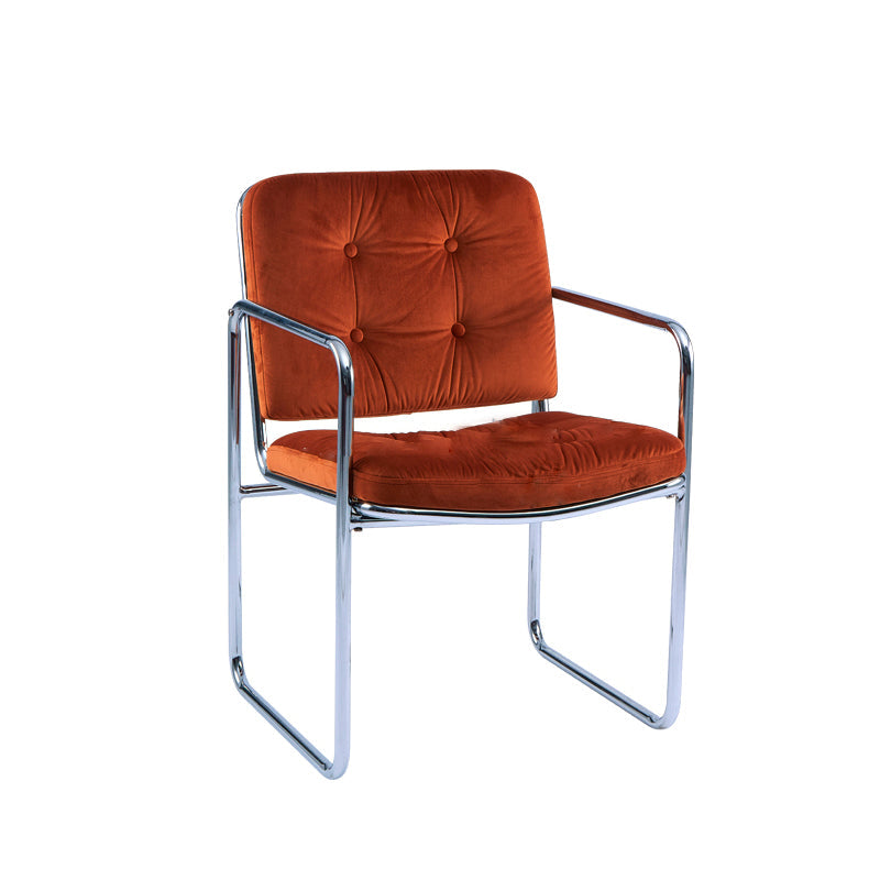 Minimalist Style Upholstered Arm Dining Chairs Solid Back Dining Side Chairs Orange 1 Piece Clearhalo ' kitchen&dining_furn' 'Dining Chairs' 'Dining Tables & Seating' 'dining_chair' 'furn' 'furn_dining_chair' 'Furniture' 'furniture_dining_chair' 'Kitchen & Dining Furniture' 'kitchen' 4155504