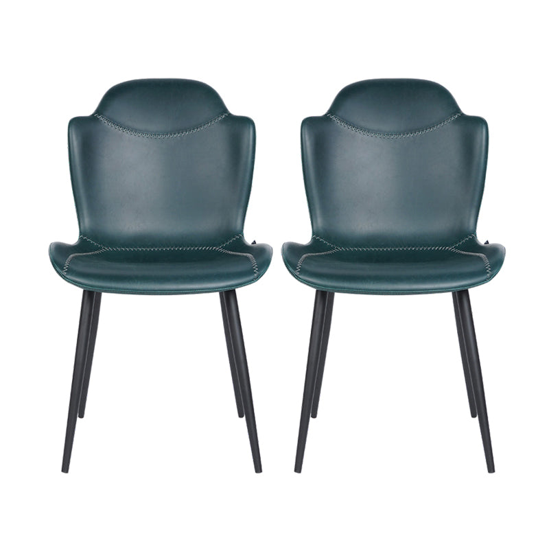 Modern Design Leather Dining Arm Chairs Wingback Parsons Side Chair for Kitchen Blue 2 Piece Set Clearhalo ' kitchen&dining_furn' 'Dining Chairs' 'Dining Tables & Seating' 'dining_chair' 'furn' 'furn_dining_chair' 'Furniture' 'furniture_dining_chair' 'Kitchen & Dining Furniture' 'kitchen' 4155516