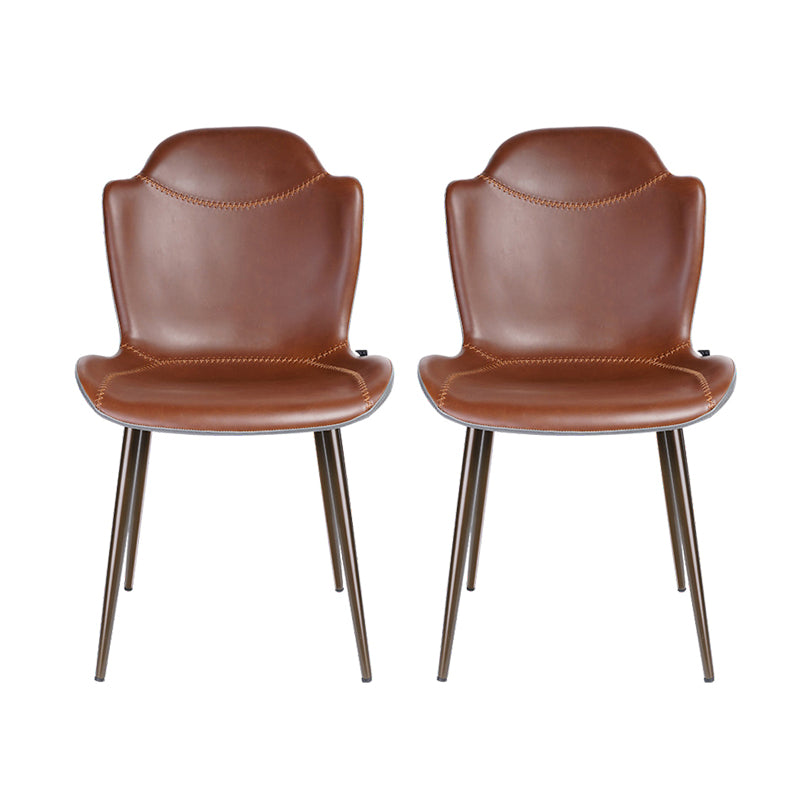 Modern Design Leather Dining Arm Chairs Wingback Parsons Side Chair for Kitchen Gray-Orange 2 Piece Set Clearhalo ' kitchen&dining_furn' 'Dining Chairs' 'Dining Tables & Seating' 'dining_chair' 'furn' 'furn_dining_chair' 'Furniture' 'furniture_dining_chair' 'Kitchen & Dining Furniture' 'kitchen' 4155523