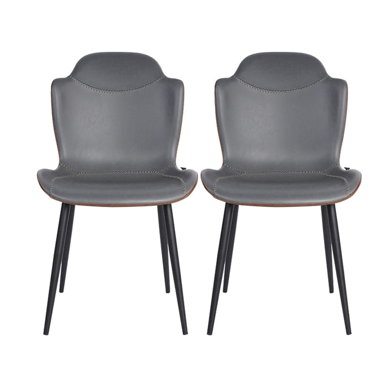 Modern Design Leather Dining Arm Chairs Wingback Parsons Side Chair for Kitchen Orange-Gray 2 Piece Set Clearhalo ' kitchen&dining_furn' 'Dining Chairs' 'Dining Tables & Seating' 'dining_chair' 'furn' 'furn_dining_chair' 'Furniture' 'furniture_dining_chair' 'Kitchen & Dining Furniture' 'kitchen' 4155528