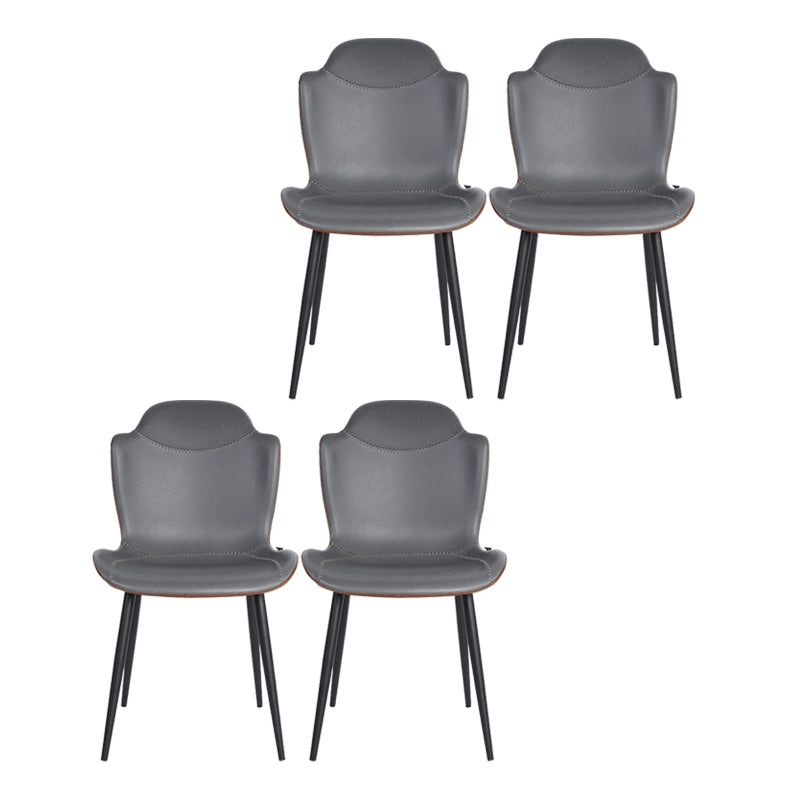 Modern Design Leather Dining Arm Chairs Wingback Parsons Side Chair for Kitchen Orange-Gray 4 Piece Set Clearhalo ' kitchen&dining_furn' 'Dining Chairs' 'Dining Tables & Seating' 'dining_chair' 'furn' 'furn_dining_chair' 'Furniture' 'furniture_dining_chair' 'Kitchen & Dining Furniture' 'kitchen' 4155529