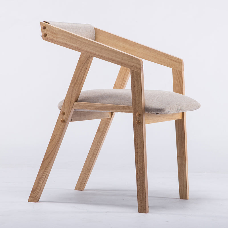 Traditional Solid Wood Dining Chair Linen Single Dining Arm Chair for Restaurant Khaki Clearhalo ' kitchen&dining_furn' 'Dining Chairs' 'Dining Tables & Seating' 'dining_chair' 'furn' 'furn_dining_chair' 'Furniture' 'furniture_dining_chair' 'Kitchen & Dining Furniture' 'kitchen' 4155532