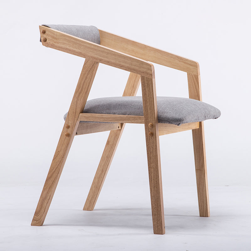 Traditional Solid Wood Dining Chair Linen Single Dining Arm Chair for Restaurant Smoke Gray Clearhalo ' kitchen&dining_furn' 'Dining Chairs' 'Dining Tables & Seating' 'dining_chair' 'furn' 'furn_dining_chair' 'Furniture' 'furniture_dining_chair' 'Kitchen & Dining Furniture' 'kitchen' 4155534