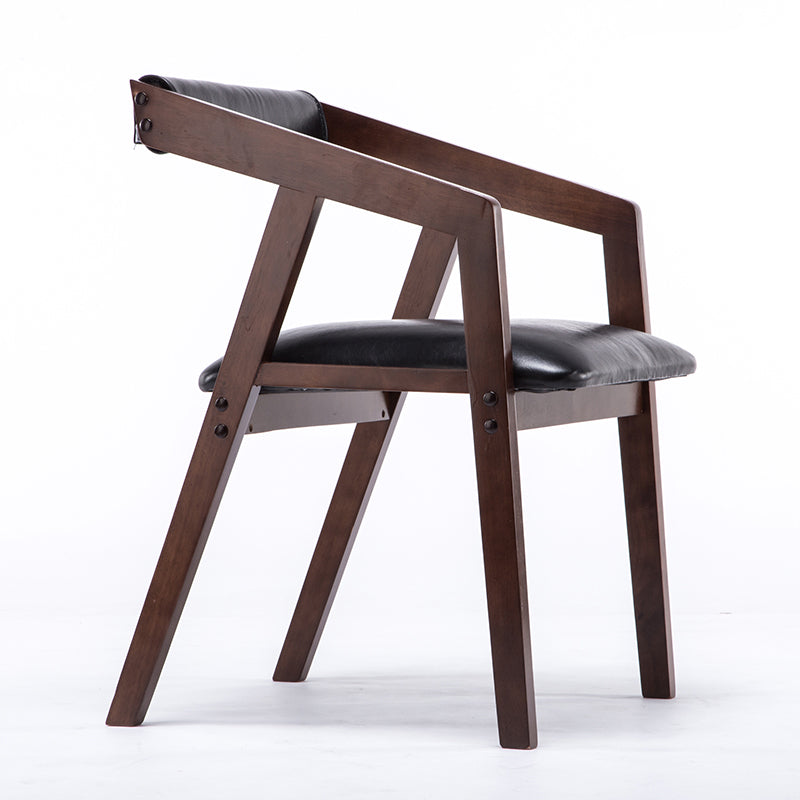 Traditional Solid Wood Dining Chair Linen Single Dining Arm Chair for Restaurant Black-Brown Clearhalo ' kitchen&dining_furn' 'Dining Chairs' 'Dining Tables & Seating' 'dining_chair' 'furn' 'furn_dining_chair' 'Furniture' 'furniture_dining_chair' 'Kitchen & Dining Furniture' 'kitchen' 4155537