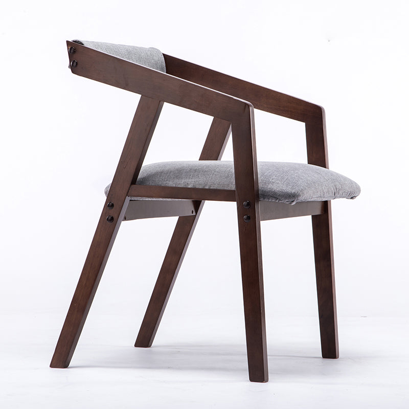 Traditional Solid Wood Dining Chair Linen Single Dining Arm Chair for Restaurant Gray Coffee Clearhalo ' kitchen&dining_furn' 'Dining Chairs' 'Dining Tables & Seating' 'dining_chair' 'furn' 'furn_dining_chair' 'Furniture' 'furniture_dining_chair' 'Kitchen & Dining Furniture' 'kitchen' 4155541