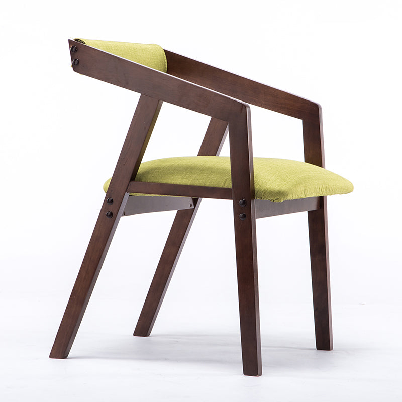 Traditional Solid Wood Dining Chair Linen Single Dining Arm Chair for Restaurant Green-Black Clearhalo ' kitchen&dining_furn' 'Dining Chairs' 'Dining Tables & Seating' 'dining_chair' 'furn' 'furn_dining_chair' 'Furniture' 'furniture_dining_chair' 'Kitchen & Dining Furniture' 'kitchen' 4155546