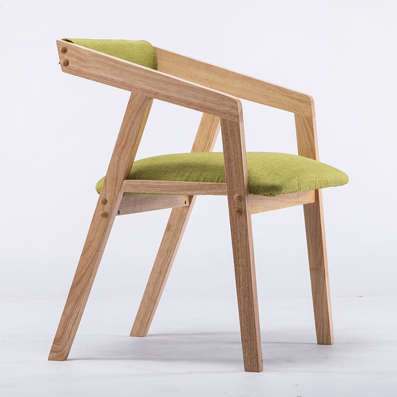 Traditional Solid Wood Dining Chair Linen Single Dining Arm Chair for Restaurant Green-Yellow Clearhalo ' kitchen&dining_furn' 'Dining Chairs' 'Dining Tables & Seating' 'dining_chair' 'furn' 'furn_dining_chair' 'Furniture' 'furniture_dining_chair' 'Kitchen & Dining Furniture' 'kitchen' 4155548