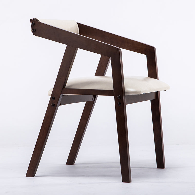 Traditional Solid Wood Dining Chair Linen Single Dining Arm Chair for Restaurant White-Brown Clearhalo ' kitchen&dining_furn' 'Dining Chairs' 'Dining Tables & Seating' 'dining_chair' 'furn' 'furn_dining_chair' 'Furniture' 'furniture_dining_chair' 'Kitchen & Dining Furniture' 'kitchen' 4155549