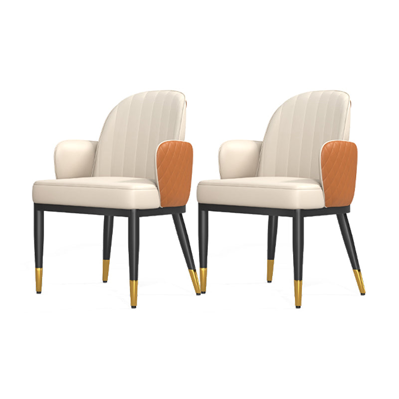 Minimalist Style Solid Back Dining Side Chairs Leather Dining Chairs for Kitchen White-Orange 2 Piece Set Clearhalo ' kitchen&dining_furn' 'Dining Chairs' 'Dining Tables & Seating' 'dining_chair' 'furn' 'furn_dining_chair' 'Furniture' 'furniture_dining_chair' 'Kitchen & Dining Furniture' 'kitchen' 4155567