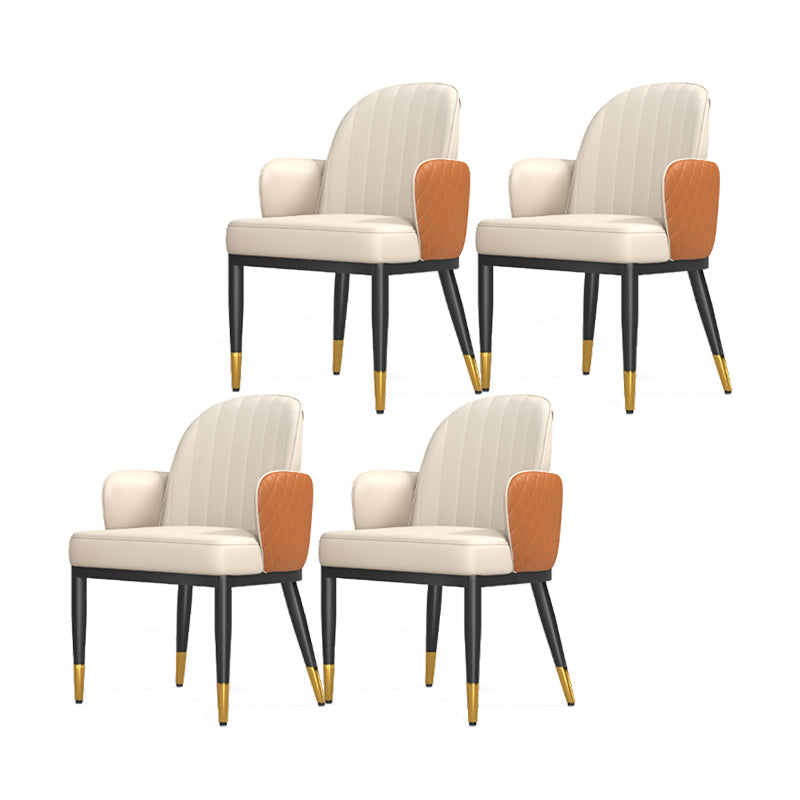 Minimalist Style Solid Back Dining Side Chairs Leather Dining Chairs for Kitchen White-Orange 4 Piece Set Clearhalo ' kitchen&dining_furn' 'Dining Chairs' 'Dining Tables & Seating' 'dining_chair' 'furn' 'furn_dining_chair' 'Furniture' 'furniture_dining_chair' 'Kitchen & Dining Furniture' 'kitchen' 4155570