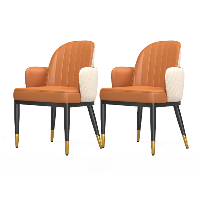 Minimalist Style Solid Back Dining Side Chairs Leather Dining Chairs for Kitchen White-Saffron 2 Piece Set Clearhalo ' kitchen&dining_furn' 'Dining Chairs' 'Dining Tables & Seating' 'dining_chair' 'furn' 'furn_dining_chair' 'Furniture' 'furniture_dining_chair' 'Kitchen & Dining Furniture' 'kitchen' 4155574