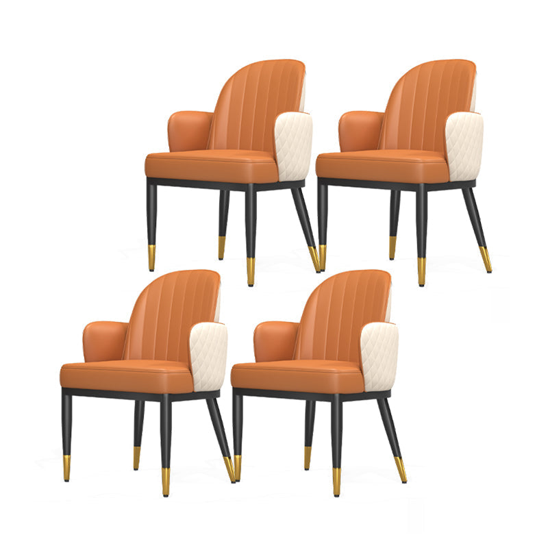 Minimalist Style Solid Back Dining Side Chairs Leather Dining Chairs for Kitchen White-Saffron 4 Piece Set Clearhalo ' kitchen&dining_furn' 'Dining Chairs' 'Dining Tables & Seating' 'dining_chair' 'furn' 'furn_dining_chair' 'Furniture' 'furniture_dining_chair' 'Kitchen & Dining Furniture' 'kitchen' 4155575