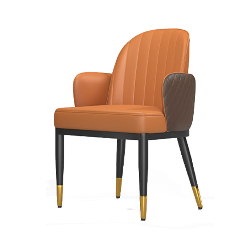 Minimalist Style Solid Back Dining Side Chairs Leather Dining Chairs for Kitchen Khaki-Orange 1 Piece Clearhalo ' kitchen&dining_furn' 'Dining Chairs' 'Dining Tables & Seating' 'dining_chair' 'furn' 'furn_dining_chair' 'Furniture' 'furniture_dining_chair' 'Kitchen & Dining Furniture' 'kitchen' 4155578