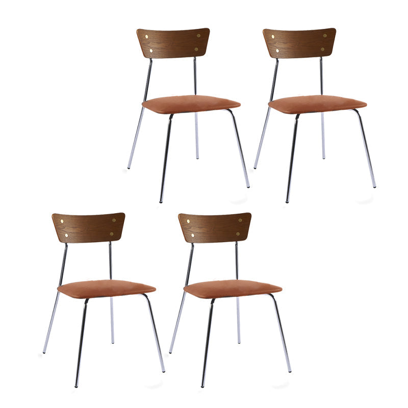 Industrial Style Upholstered Armless Dining Chairs Open Back Dining Side Chairs for Home Brown 4 Piece Set Clearhalo ' kitchen&dining_furn' 'Dining Chairs' 'Dining Tables & Seating' 'dining_chair' 'furn' 'furn_dining_chair' 'Furniture' 'furniture_dining_chair' 'Kitchen & Dining Furniture' 'kitchen' 4155600