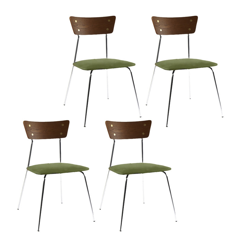Industrial Style Upholstered Armless Dining Chairs Open Back Dining Side Chairs for Home Green 4 Piece Set Clearhalo ' kitchen&dining_furn' 'Dining Chairs' 'Dining Tables & Seating' 'dining_chair' 'furn' 'furn_dining_chair' 'Furniture' 'furniture_dining_chair' 'Kitchen & Dining Furniture' 'kitchen' 4155606