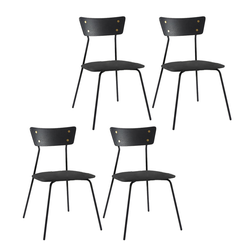 Industrial Style Upholstered Armless Dining Chairs Open Back Dining Side Chairs for Home Textured Black 4 Piece Set Clearhalo ' kitchen&dining_furn' 'Dining Chairs' 'Dining Tables & Seating' 'dining_chair' 'furn' 'furn_dining_chair' 'Furniture' 'furniture_dining_chair' 'Kitchen & Dining Furniture' 'kitchen' 4155609