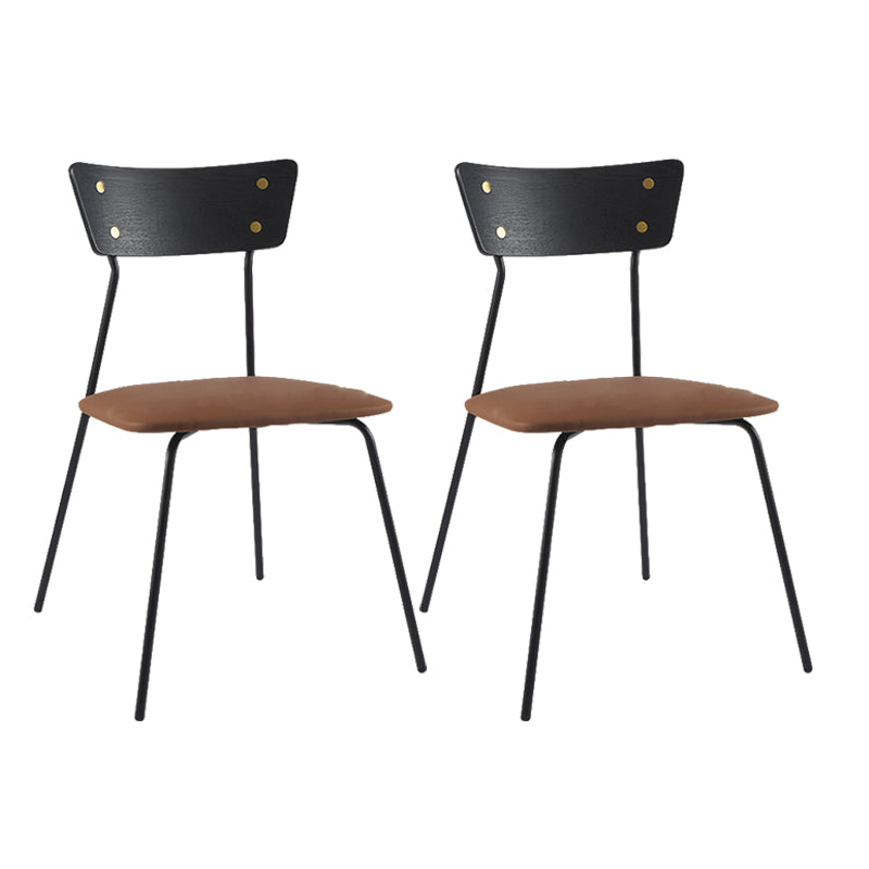 Industrial Style Upholstered Armless Dining Chairs Open Back Dining Side Chairs for Home Light Brown 2 Piece Set Clearhalo ' kitchen&dining_furn' 'Dining Chairs' 'Dining Tables & Seating' 'dining_chair' 'furn' 'furn_dining_chair' 'Furniture' 'furniture_dining_chair' 'Kitchen & Dining Furniture' 'kitchen' 4155611