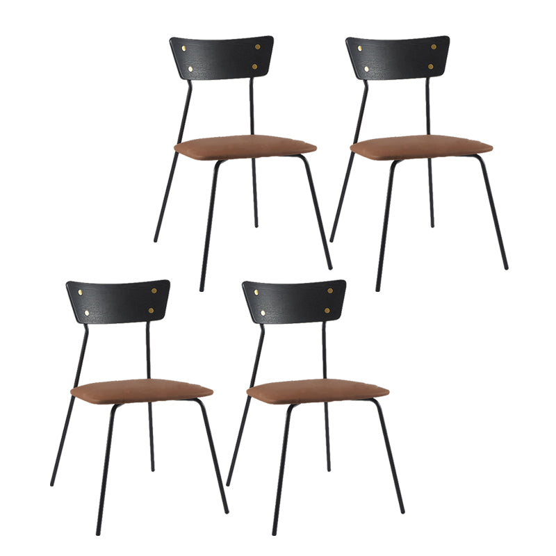 Industrial Style Upholstered Armless Dining Chairs Open Back Dining Side Chairs for Home Light Brown 4 Piece Set Clearhalo ' kitchen&dining_furn' 'Dining Chairs' 'Dining Tables & Seating' 'dining_chair' 'furn' 'furn_dining_chair' 'Furniture' 'furniture_dining_chair' 'Kitchen & Dining Furniture' 'kitchen' 4155612