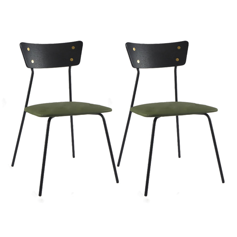 Industrial Style Upholstered Armless Dining Chairs Open Back Dining Side Chairs for Home Light Army Green 2 Piece Set Clearhalo ' kitchen&dining_furn' 'Dining Chairs' 'Dining Tables & Seating' 'dining_chair' 'furn' 'furn_dining_chair' 'Furniture' 'furniture_dining_chair' 'Kitchen & Dining Furniture' 'kitchen' 4155617