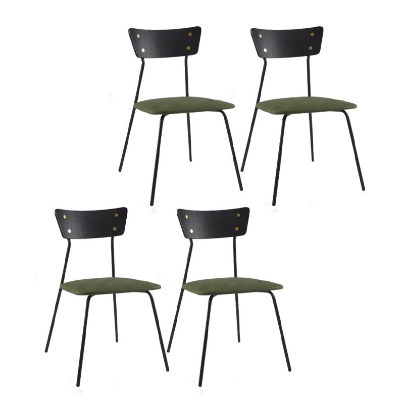 Industrial Style Upholstered Armless Dining Chairs Open Back Dining Side Chairs for Home Light Army Green 4 Piece Set Clearhalo ' kitchen&dining_furn' 'Dining Chairs' 'Dining Tables & Seating' 'dining_chair' 'furn' 'furn_dining_chair' 'Furniture' 'furniture_dining_chair' 'Kitchen & Dining Furniture' 'kitchen' 4155618
