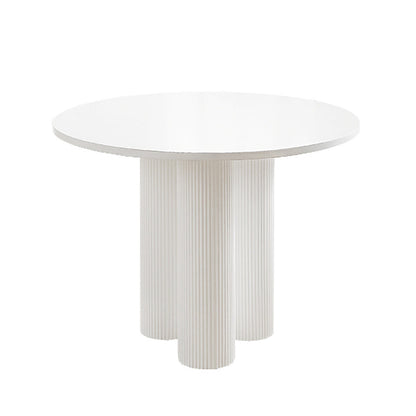 Round Dining Site Table Simple Style Solid Wood Table,35.4"L x 35.4"W x 29.5"H White Without Chairs Clearhalo ' dining_table' 'Dining Tables & Seating' 'Dining Tables' 'furn' 'furn_dining_table' 'Furniture' 'furniture_dining_table' 'Kitchen & Dining Furniture' 'kitchen&dining_furn' 'kitchen' 'kitchen_dining_table' 4155643