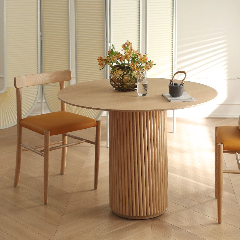 Round Solid Wood Dining Table Simplicity Style Dining Room Collection with Pedestal Casual Clearhalo ' dining_table' 'Dining Tables & Seating' 'Dining Tables' 'furn' 'furn_dining_table' 'Furniture' 'furniture_dining_table' 'Kitchen & Dining Furniture' 'kitchen&dining_furn' 'kitchen' 'kitchen_dining_table' 4155662