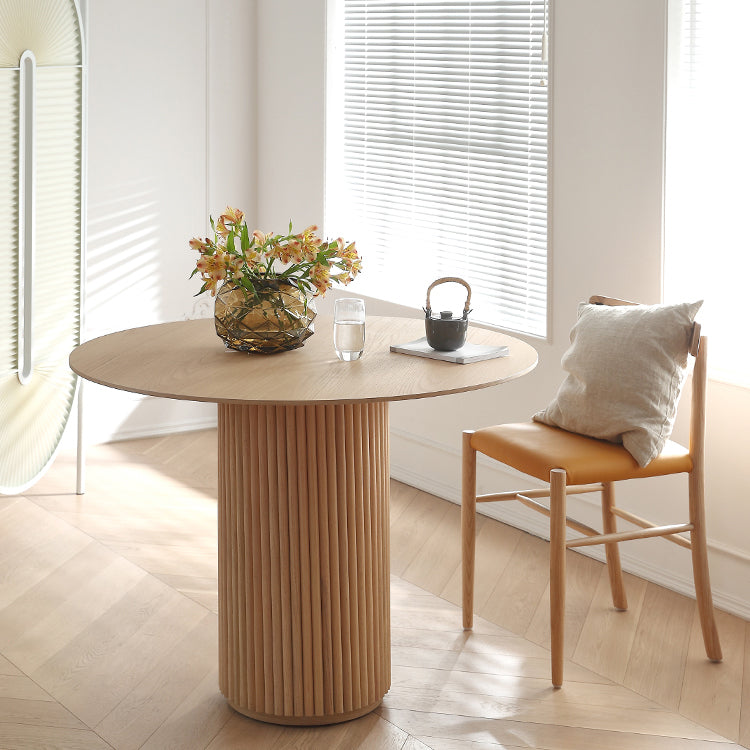 Round Solid Wood Dining Table Simplicity Style Dining Room Collection with Pedestal Casual Clearhalo ' dining_table' 'Dining Tables & Seating' 'Dining Tables' 'furn' 'furn_dining_table' 'Furniture' 'furniture_dining_table' 'Kitchen & Dining Furniture' 'kitchen&dining_furn' 'kitchen' 'kitchen_dining_table' 4155664