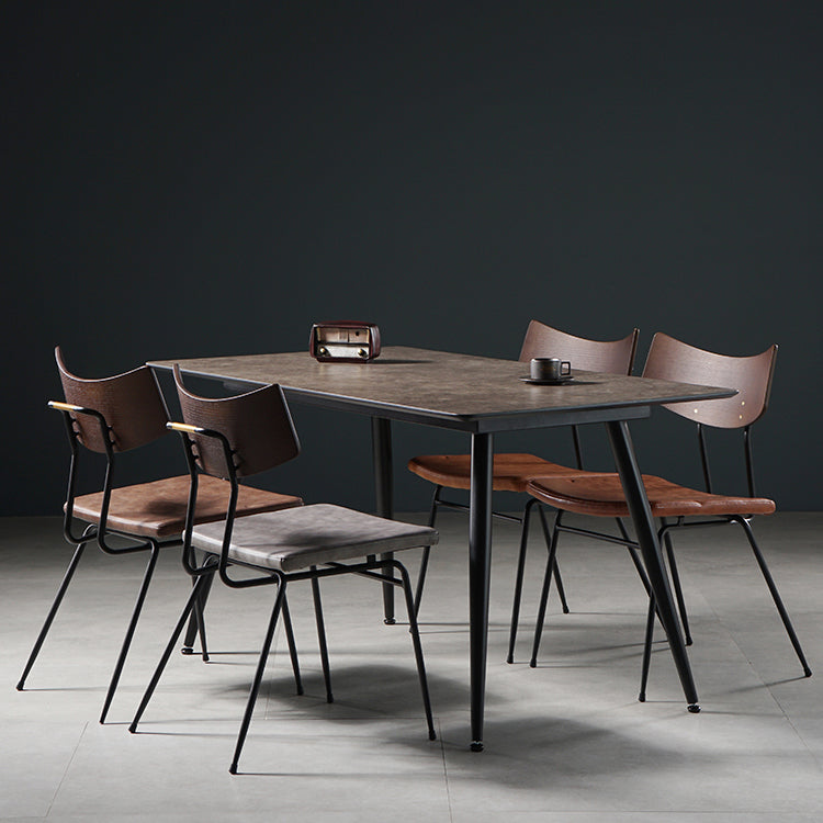Industrial Style Dining Table Brown 4 Legs Dining Table with Black Frame Clearhalo ' dining_table' 'Dining Tables & Seating' 'Dining Tables' 'furn' 'furn_dining_table' 'Furniture' 'furniture_dining_table' 'Kitchen & Dining Furniture' 'kitchen&dining_furn' 'kitchen' 'kitchen_dining_table' 4155689
