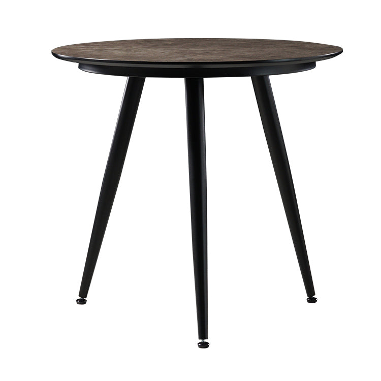Industrial Style Dining Table Brown 4 Legs Dining Table with Black Frame Round Without Chairs Clearhalo ' dining_table' 'Dining Tables & Seating' 'Dining Tables' 'furn' 'furn_dining_table' 'Furniture' 'furniture_dining_table' 'Kitchen & Dining Furniture' 'kitchen&dining_furn' 'kitchen' 'kitchen_dining_table' 4155699