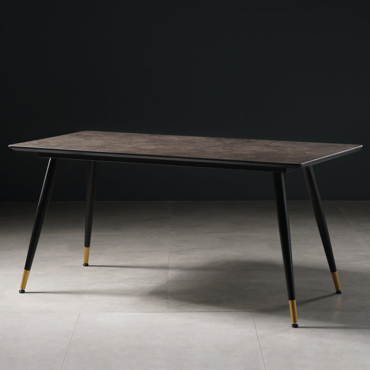 Industrial Style Dining Table Brown 4 Legs Dining Table with Black Frame Rectangle 63"L x 31.5"W x 29.9"H Without Chairs Clearhalo ' dining_table' 'Dining Tables & Seating' 'Dining Tables' 'furn' 'furn_dining_table' 'Furniture' 'furniture_dining_table' 'Kitchen & Dining Furniture' 'kitchen&dining_furn' 'kitchen' 'kitchen_dining_table' 4155701