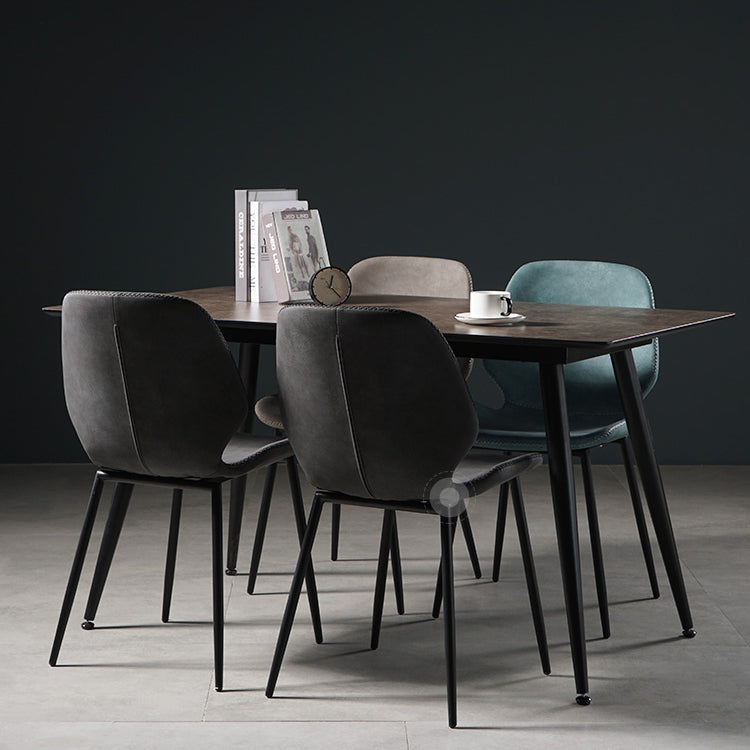 Industrial Style Dining Table Brown 4 Legs Dining Table with Black Frame Clearhalo ' dining_table' 'Dining Tables & Seating' 'Dining Tables' 'furn' 'furn_dining_table' 'Furniture' 'furniture_dining_table' 'Kitchen & Dining Furniture' 'kitchen&dining_furn' 'kitchen' 'kitchen_dining_table' 4155702