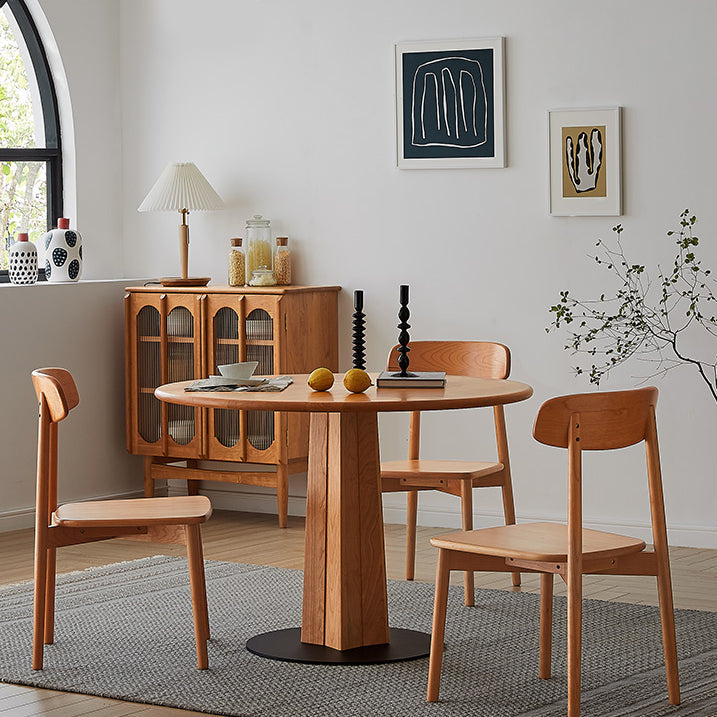 Solid Wood Round Dining Table Simplicity Dining Table with Pedestal Casual Clearhalo ' dining_table' 'Dining Tables & Seating' 'Dining Tables' 'furn' 'furn_dining_table' 'Furniture' 'furniture_dining_table' 'Kitchen & Dining Furniture' 'kitchen&dining_furn' 'kitchen' 'kitchen_dining_table' 4155710