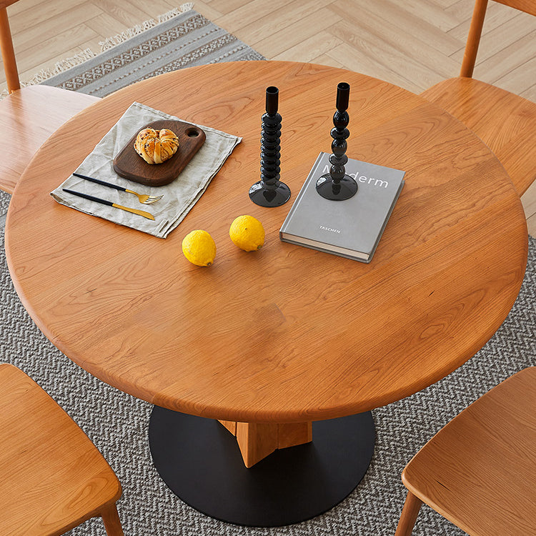 Solid Wood Round Dining Table Simplicity Dining Table with Pedestal Casual Clearhalo ' dining_table' 'Dining Tables & Seating' 'Dining Tables' 'furn' 'furn_dining_table' 'Furniture' 'furniture_dining_table' 'Kitchen & Dining Furniture' 'kitchen&dining_furn' 'kitchen' 'kitchen_dining_table' 4155718