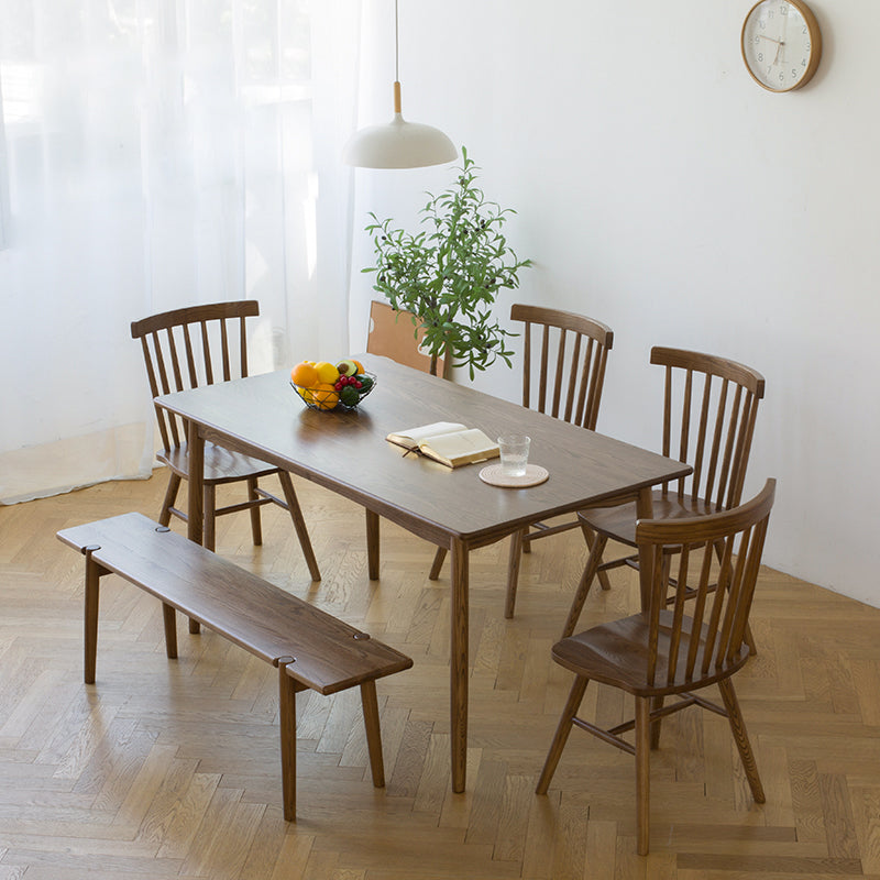 Modern Ash Wood Table in Walnut for Restaurant Rectangle Dining Table with 4 Legs Clearhalo ' dining_table' 'Dining Tables & Seating' 'Dining Tables' 'furn' 'furn_dining_table' 'Furniture' 'furniture_dining_table' 'Kitchen & Dining Furniture' 'kitchen&dining_furn' 'kitchen' 'kitchen_dining_table' 4155721