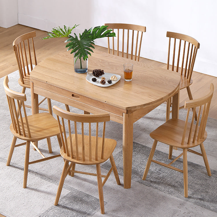 Round Dining Site Table Simple Style Solid Wood Furniture with Drop Leaf Clearhalo ' dining_table' 'Dining Tables & Seating' 'Dining Tables' 'furn' 'furn_dining_table' 'Furniture' 'furniture_dining_table' 'Kitchen & Dining Furniture' 'kitchen&dining_furn' 'kitchen' 'kitchen_dining_table' 4155734