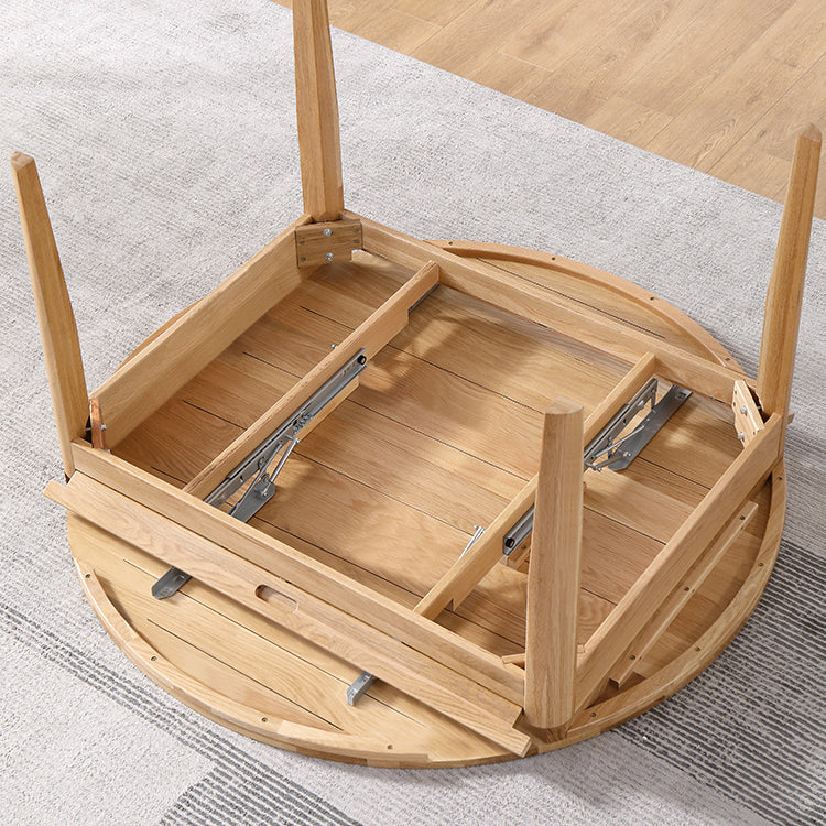 Round Dining Site Table Simple Style Solid Wood Furniture with Drop Leaf Clearhalo ' dining_table' 'Dining Tables & Seating' 'Dining Tables' 'furn' 'furn_dining_table' 'Furniture' 'furniture_dining_table' 'Kitchen & Dining Furniture' 'kitchen&dining_furn' 'kitchen' 'kitchen_dining_table' 4155736