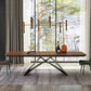 Industrial Solid Wood Table for Restaurant Rectangle Dining Table in Brown with Metal Pedestal Clearhalo ' dining_table' 'Dining Tables & Seating' 'Dining Tables' 'furn' 'furn_dining_table' 'Furniture' 'furniture_dining_table' 'Kitchen & Dining Furniture' 'kitchen&dining_furn' 'kitchen' 'kitchen_dining_table' 4155764