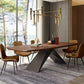Industrial Solid Wood Table for Restaurant Rectangle Dining Table in Brown with Metal Pedestal Clearhalo ' dining_table' 'Dining Tables & Seating' 'Dining Tables' 'furn' 'furn_dining_table' 'Furniture' 'furniture_dining_table' 'Kitchen & Dining Furniture' 'kitchen&dining_furn' 'kitchen' 'kitchen_dining_table' 4155766