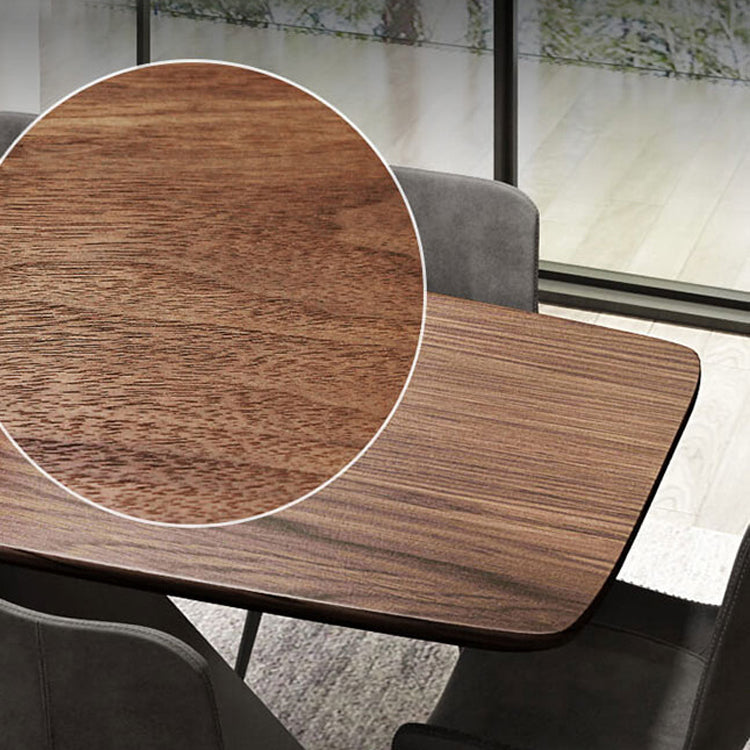 Industrial Solid Wood Table for Restaurant Rectangle Dining Table in Brown with Metal Pedestal Clearhalo ' dining_table' 'Dining Tables & Seating' 'Dining Tables' 'furn' 'furn_dining_table' 'Furniture' 'furniture_dining_table' 'Kitchen & Dining Furniture' 'kitchen&dining_furn' 'kitchen' 'kitchen_dining_table' 4155767