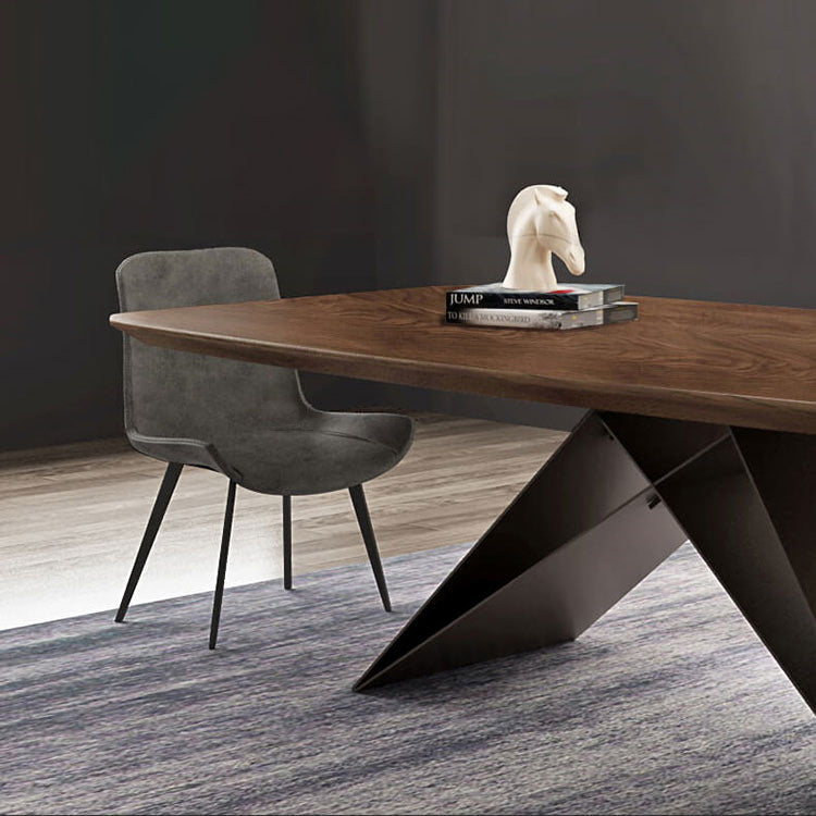 Industrial Solid Wood Table for Restaurant Rectangle Dining Table in Brown with Metal Pedestal Clearhalo ' dining_table' 'Dining Tables & Seating' 'Dining Tables' 'furn' 'furn_dining_table' 'Furniture' 'furniture_dining_table' 'Kitchen & Dining Furniture' 'kitchen&dining_furn' 'kitchen' 'kitchen_dining_table' 4155770