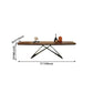 Industrial Solid Wood Table for Restaurant Rectangle Dining Table in Brown with Metal Pedestal Clearhalo ' dining_table' 'Dining Tables & Seating' 'Dining Tables' 'furn' 'furn_dining_table' 'Furniture' 'furniture_dining_table' 'Kitchen & Dining Furniture' 'kitchen&dining_furn' 'kitchen' 'kitchen_dining_table' 4155773